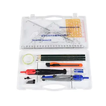 

Drawing Compass Drafting Tool Set Ruler Pencils Eraser Student School Stationery