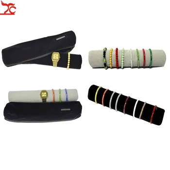 

Factory Sale Soft Watch Bracelet Jewelry Display Storage Case Velvet Bangle Organizer Watch Chain Exhibition Travel Roll Bar Bag