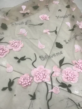 

nice looking feather embroidery tulle mesh lace fabric David-32.8817 with good quality for party dress