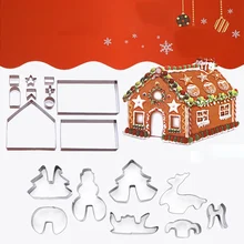 18 шт./компл. Нержавеющая сталь 3D Рождественский пряничный домик торт набор резаков для печенья Форма для выпечки Fondant(сахарная) резак инструмент для выпечки