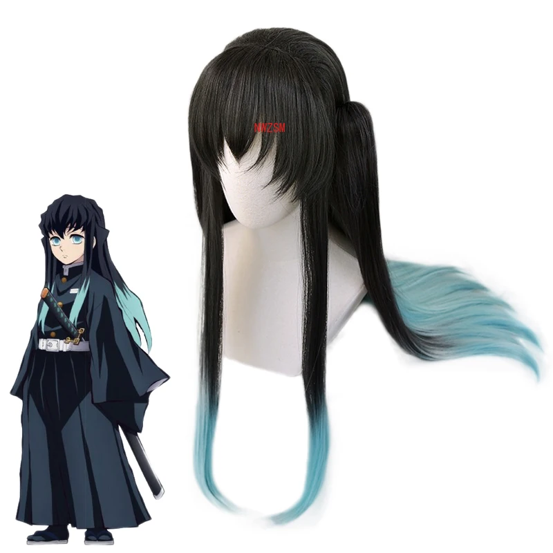 Demon Slayer Kimetsu no Yaiba Tokitou Muichirou Wig Cosplay Costume Heat Resistant Synthetic Hair Wigs | Тематическая одежда и