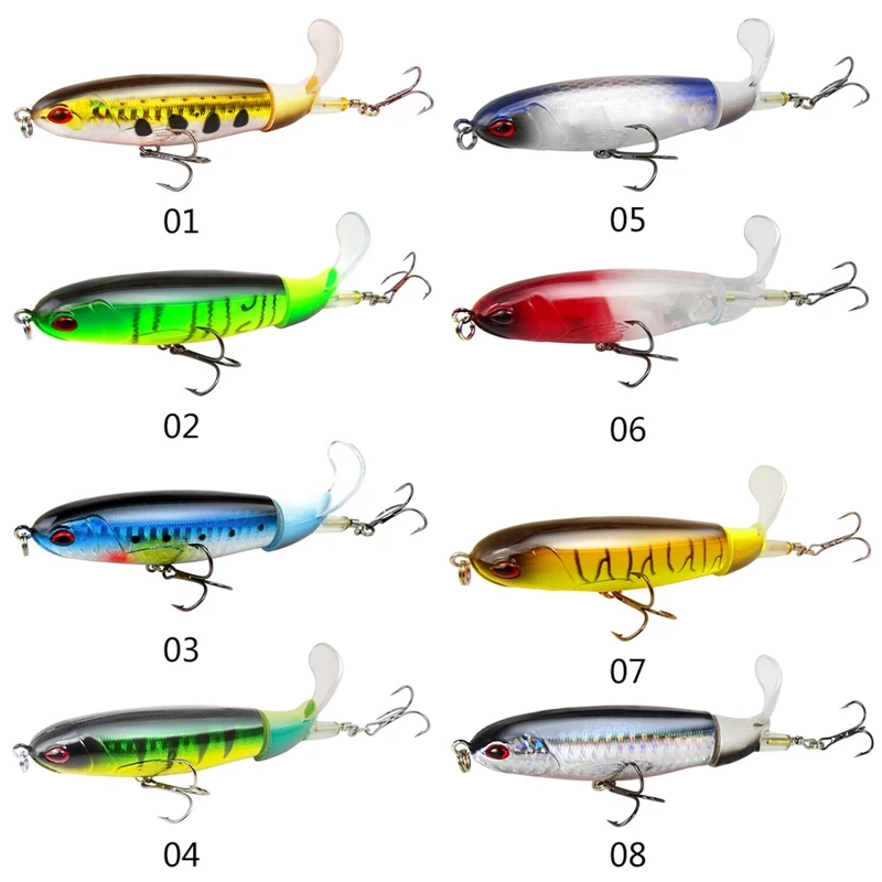 

1Pcs Whopper Popper Topwater Fishing Lure Hard Bait Plopper Soft Rotating Tail Tackle Outdoor Gear Camping Tools 14cm 35g