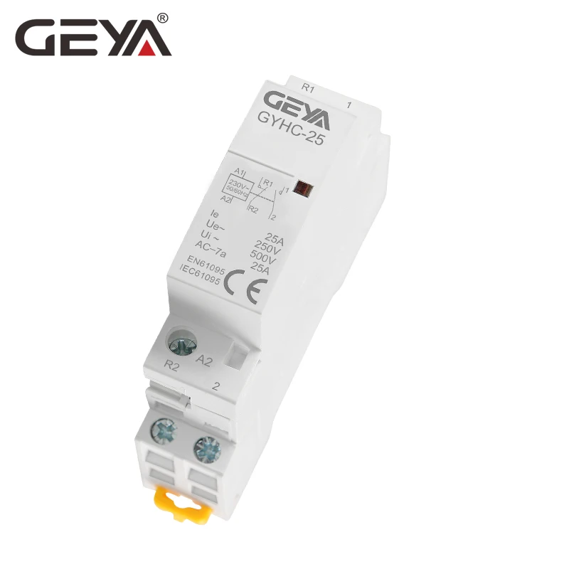 GEYA бытовой модульный контактор 2P 16A 20A 25A 2NC 2NO 1NO1NC Din рейка Тип 50/60 Гц автоматический