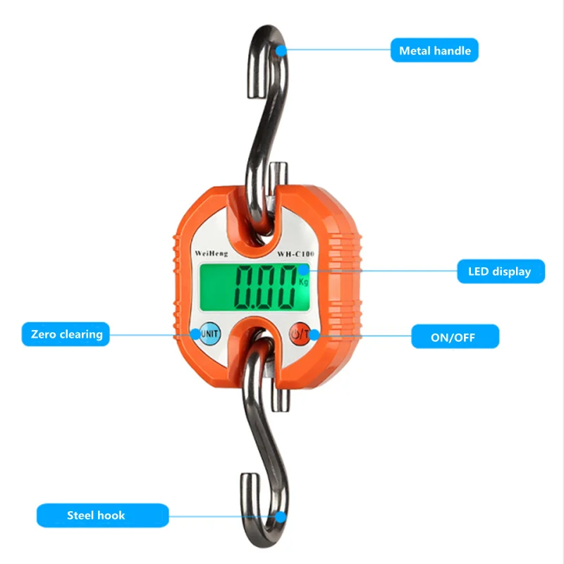 Новинка 150 кг 200 кг 300 кг 500 кг ЖК-цифровые весы для багажа сверхмощные весы с подвесным крючком портативные цифровые весы из нержавеющей стали Скидка 40
