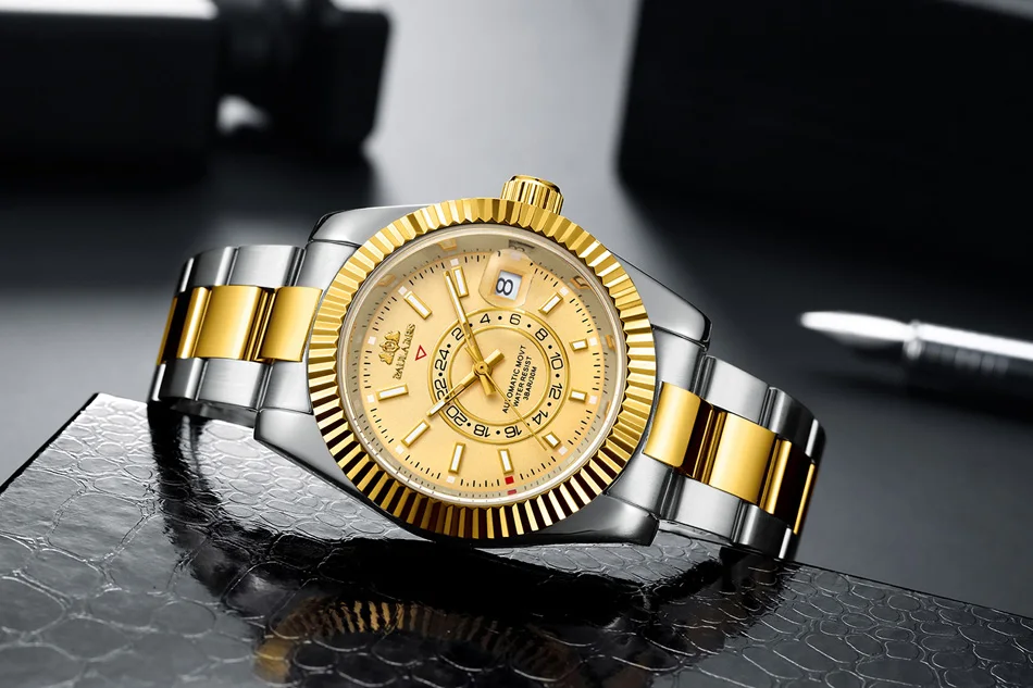 Cinturino meccanico automatico a carica automatica in acciaio inossidabile oro rosa argento blu data lusso cielo 40 mm da uomo_voghion.com