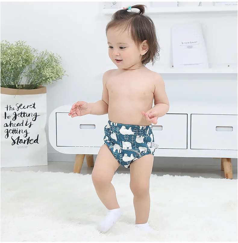 2 pièces/ensemble bébé formation pantalon d'apprentissage 6-24 mois coton lavable 6 couches gaze chiffons couche-culotte réutilisable couche-culotte KF600 (lot de 2)