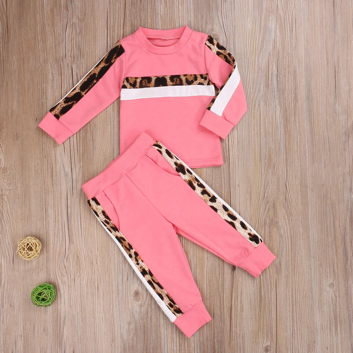 1-7Y Kids Girls Clothing Set Leopard Tracksuits Long Sleeve Hoodies Sweatshirts + Pants