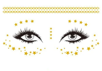 

Gold Face Temporary Tattoo Sticker Star Totem Chain Waterproof Freckles Makeup Eye Decal Body Art for Girl Kid 16