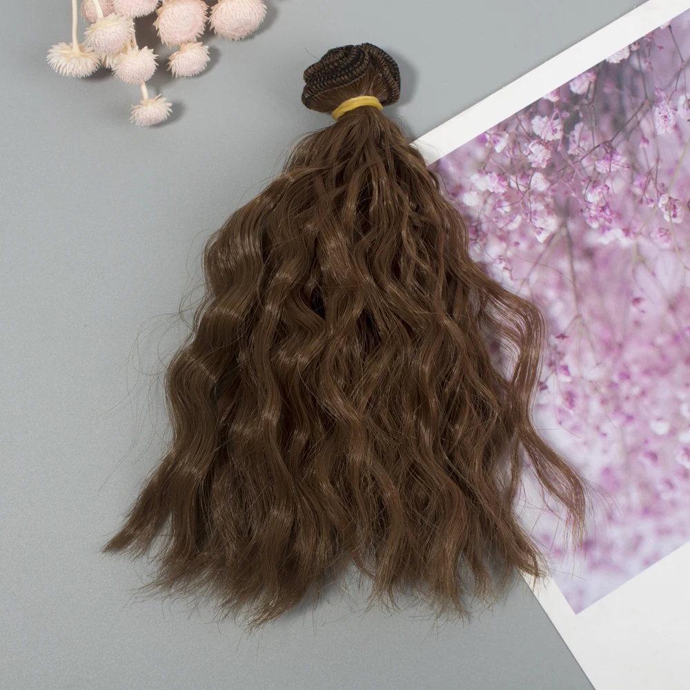 Aidolla модные DIY 15*100 см мини-локоны вьющиеся парики высокотемпературный материал прямые волосы парик для BJD куклы аксессуары - Цвет: 12
