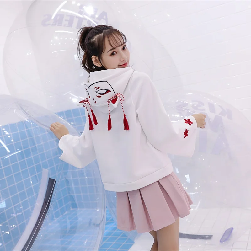 Japanese Cute Fashion Women Hoodies Harajuku Kawaii Fox Ear