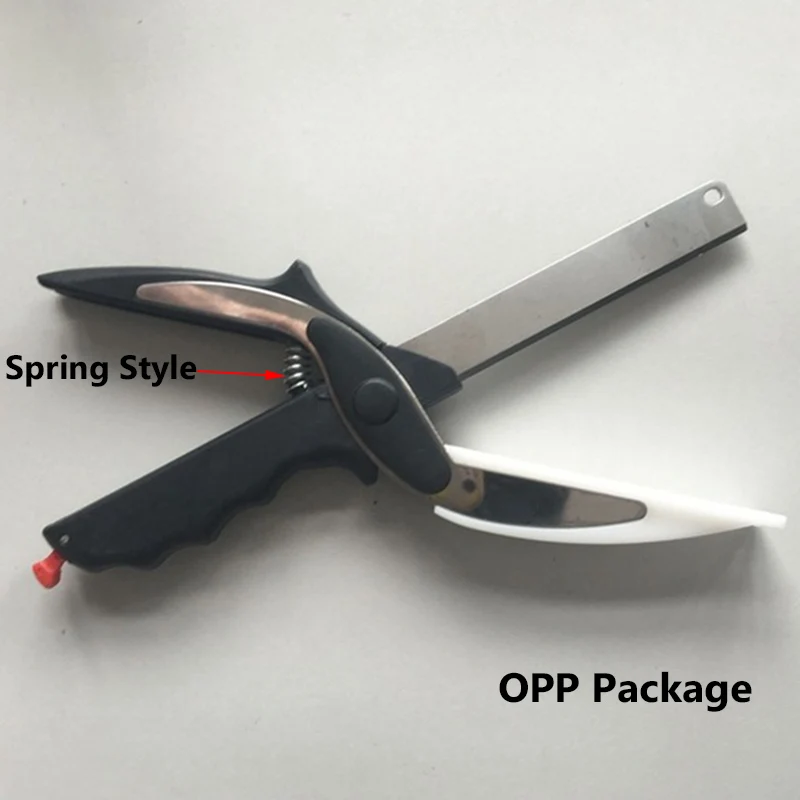 Style B OPP Package Дропшиппинг Многофункциональный Умный нож ножницы 2 в 1 разделочная доска утилита резак нож для овощей из нержавеющей стали - Цвет: Style B OPP Package