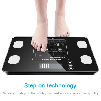 

180kg/100g Digital Body Fat Scale Health Analyser Fat Muscle BMI Black