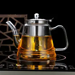 Высокотемпературный стойкий чайник кипящий боросиликатный Толстый Стеклянный фильтр из нержавеющей стали электрическая керамическая