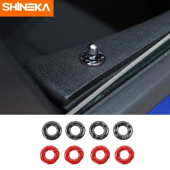 

SHINEKA Carbon Fiber Stickers For Dodge Charger Car Door Lock Bolt Decoration Ring Cover Accessories For Dodge Charger 2015+