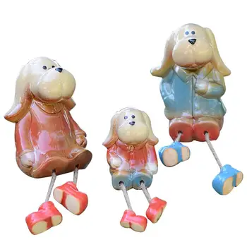 

3pcs Creative Puppy Model Ceramic Arts Ornament for Home Office Desktop
