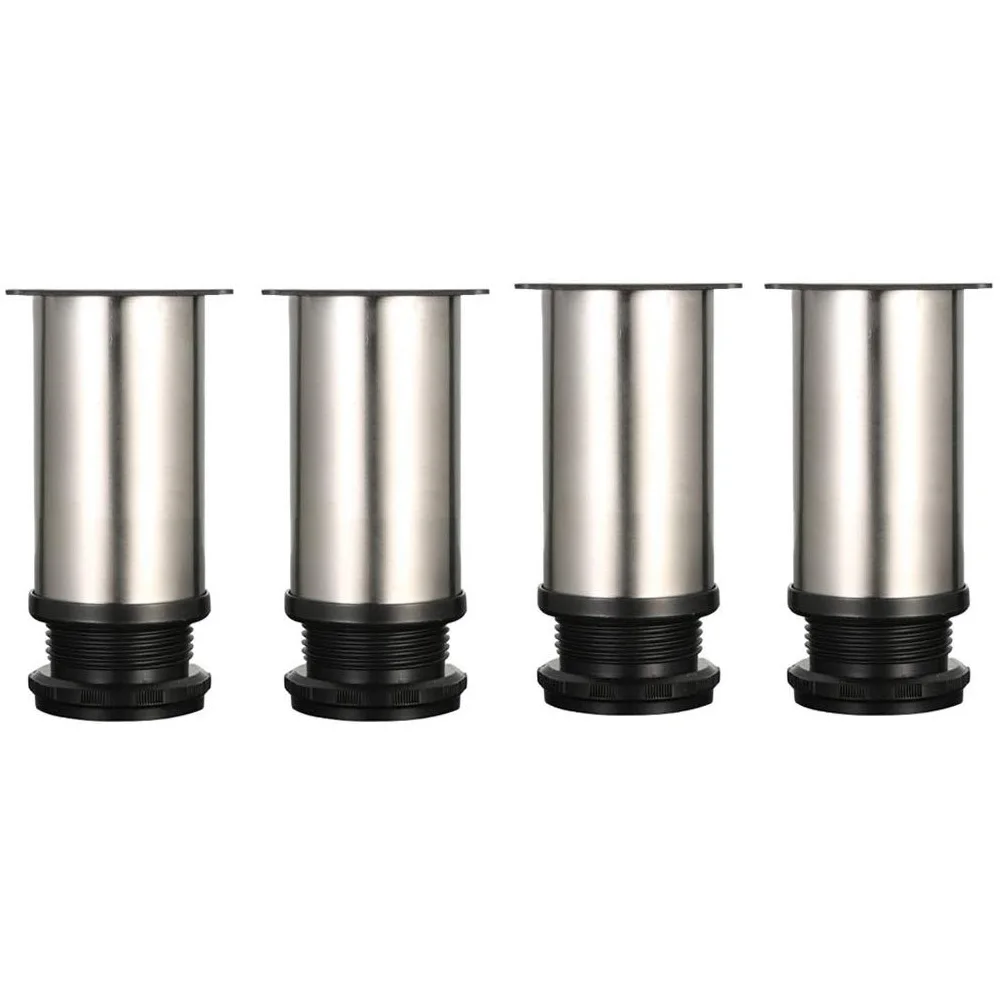 

4pcs Heavy Duty Adjustable Furniture Legs Round Bed Foot Multifunction Worktop Bar Cabinet Table Feet Kitchen Stainless Steel