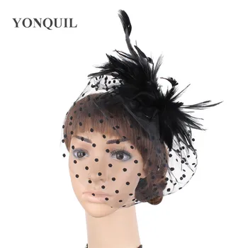 

Women ladies fashion fascinator balck mesh hat hair clip bride net fancy headwear wedding party cocktail hair accessories 6pcs