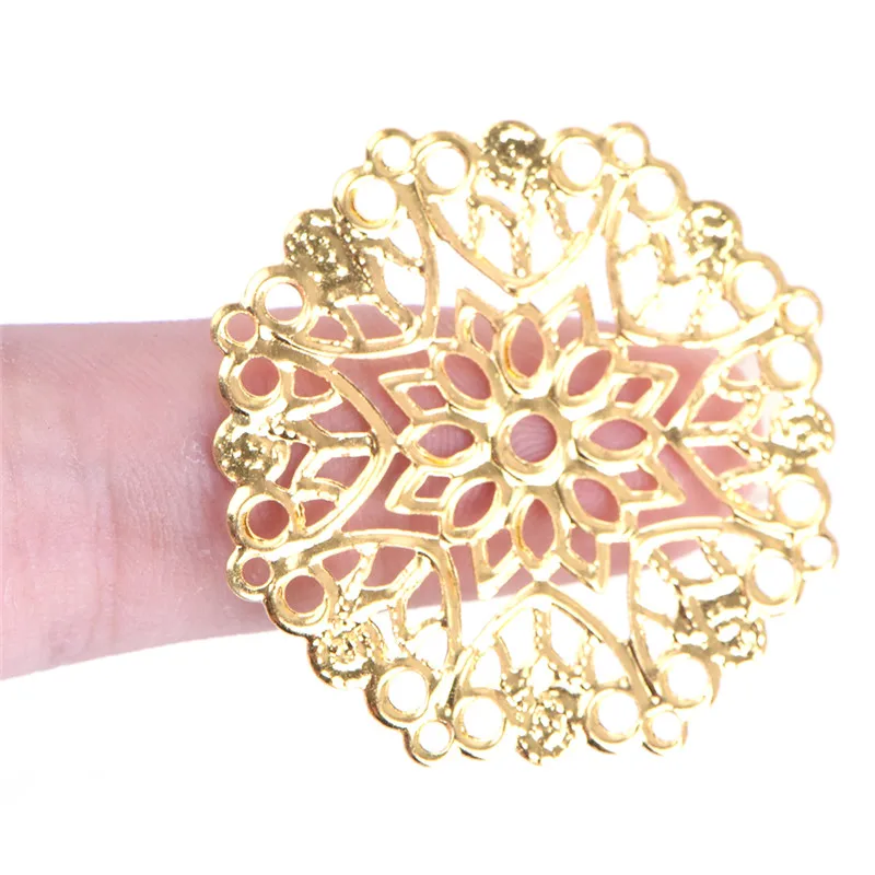 50PCS Doreen Box Filigrane Blume Wraps Anschlüsse Eisen Legierung Bronze Ton Farbe Für DIY Schmuck Machen Erkenntnisse 35mm Loch: 1mm – Detail 8