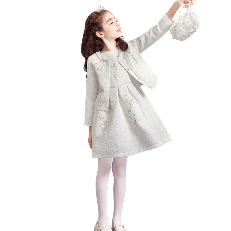 

Girl'S Suit Spring And Autumn New Style Long Sleeve Two-Piece Set Kids' Overcoat Program Host Performance Formal Dress Princess