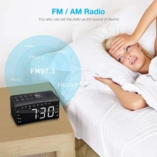 ABGN горячий-радио будильник, Fm Am радио с 2 будильником и большим экраном регулируемый светильник, номер ночного видения, часы, термометр