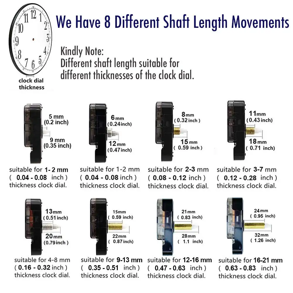 MCDFL DIY Quartz Silent Wall Clock Movement Mechanism Kit – Long Shaft 2