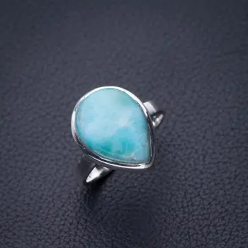 

StarGems Natural Caribbean Larimar Handmade 925 Sterling Silver Ring 7.75 D8444