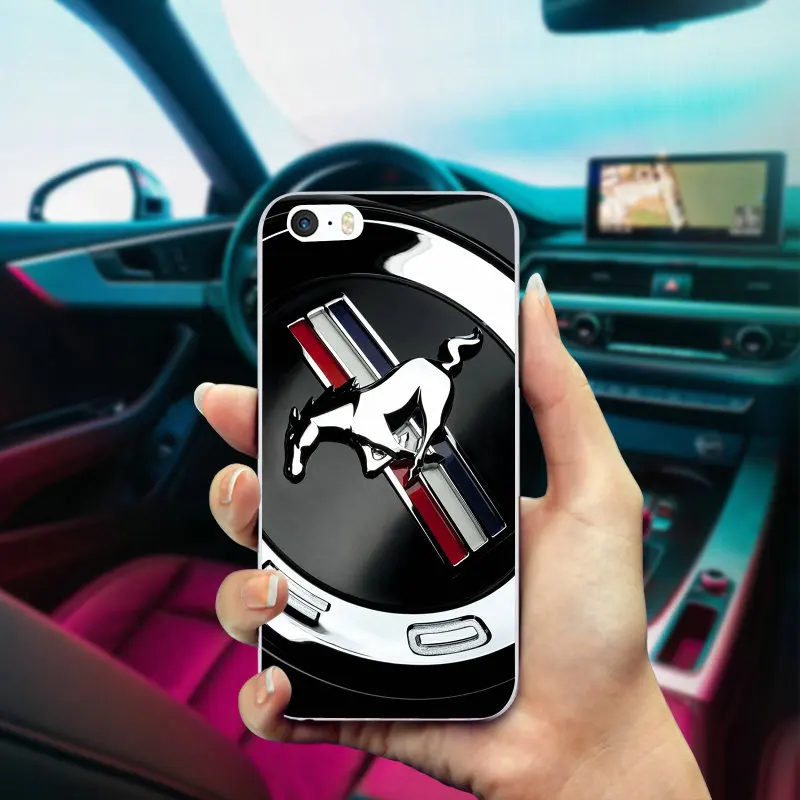 Fashion Car Ford Mustang Logo Soft TPU Silicon Mobile Phone Cases Cover for iPhone 4 4s 5 5C SE 5S 6 6S 7 8 Plus X Coque Bags - Цвет: Picture 8