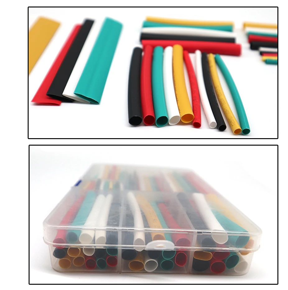 140Pcs/Box Polyolefin Assorted Heat Shrink Tube With Glue Wire Cable Insulated Sleeving Tubing Set Partition Insulator 5 Color