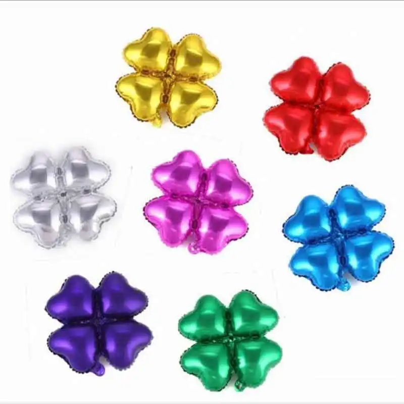 

10pcs/set 4 petals 18inch aluminum foil balloons four leaf clover baloes building column arch for wedding decor globos