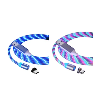 

1PC netic Charging Phone Cable Micro-USB Flow Luminous Lighting Data Wire for Samsung Huawei LED Cable