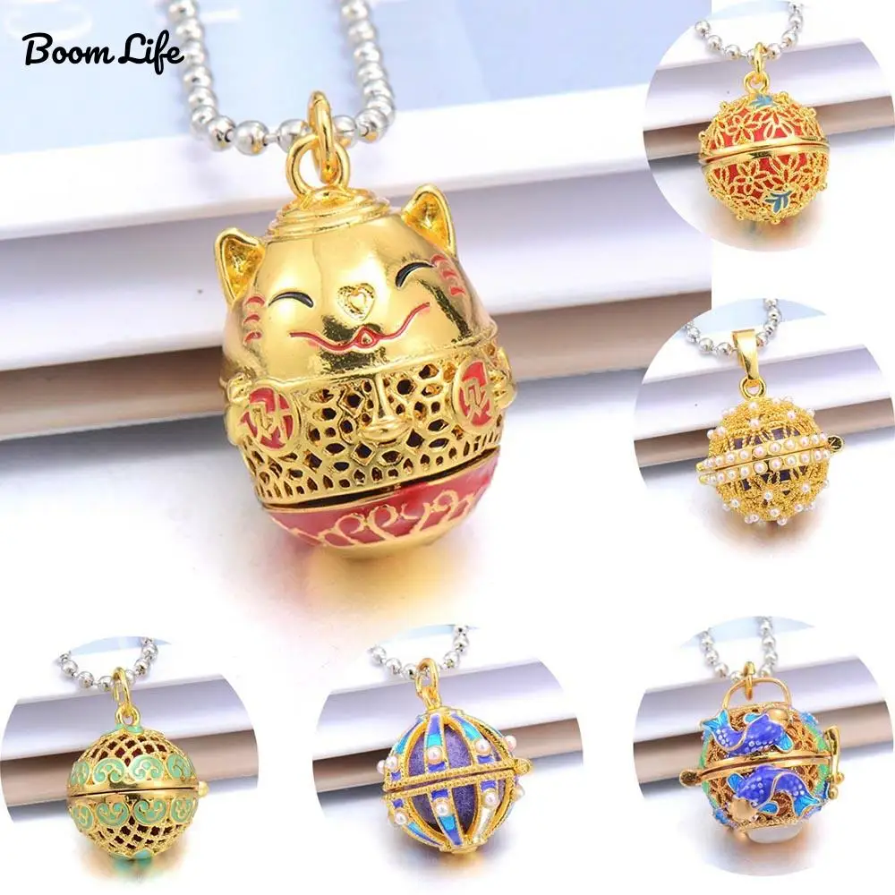 Золотой Счастливый Кот ожерелье для ароматерапии открытый аромат медальона с