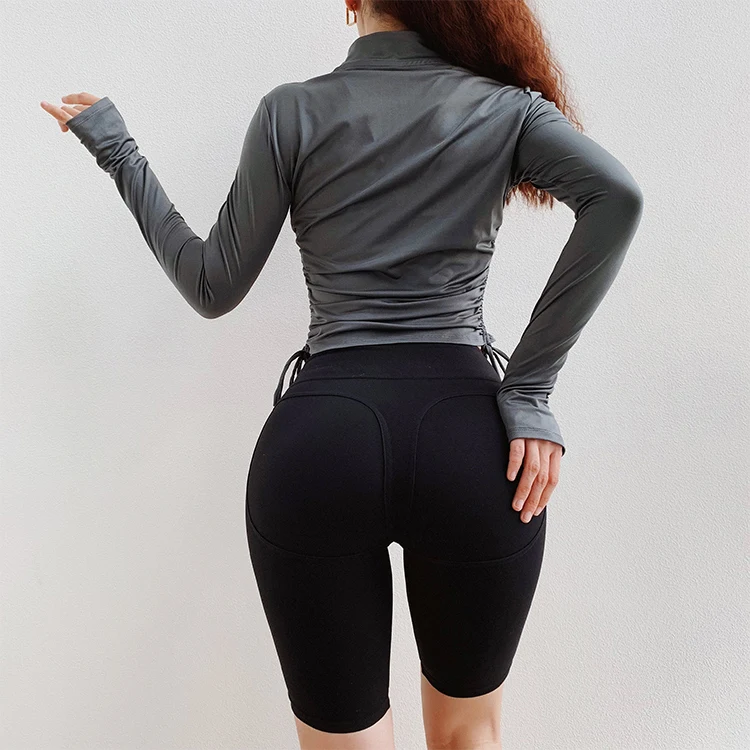 Женские облегающие топы на молнии с длинным рукавом для занятий спортом, фитнесом и фитнесом, уличные спортивные футболки для бега, одежда для бега