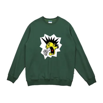 

Punk hair cartoon print rock n roll design Cotton fleece men women O neck sweatshirts natural thick warm fabric no cap hoodies
