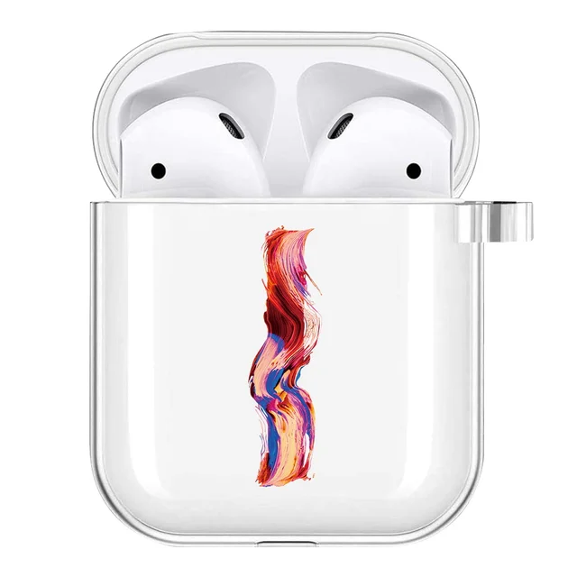 Silicone Cover Case for Apple AirPods 1st / 2nd Generation Anti-fall Scratch Resistant Sticker Bluetooth Case Cover painting letter I