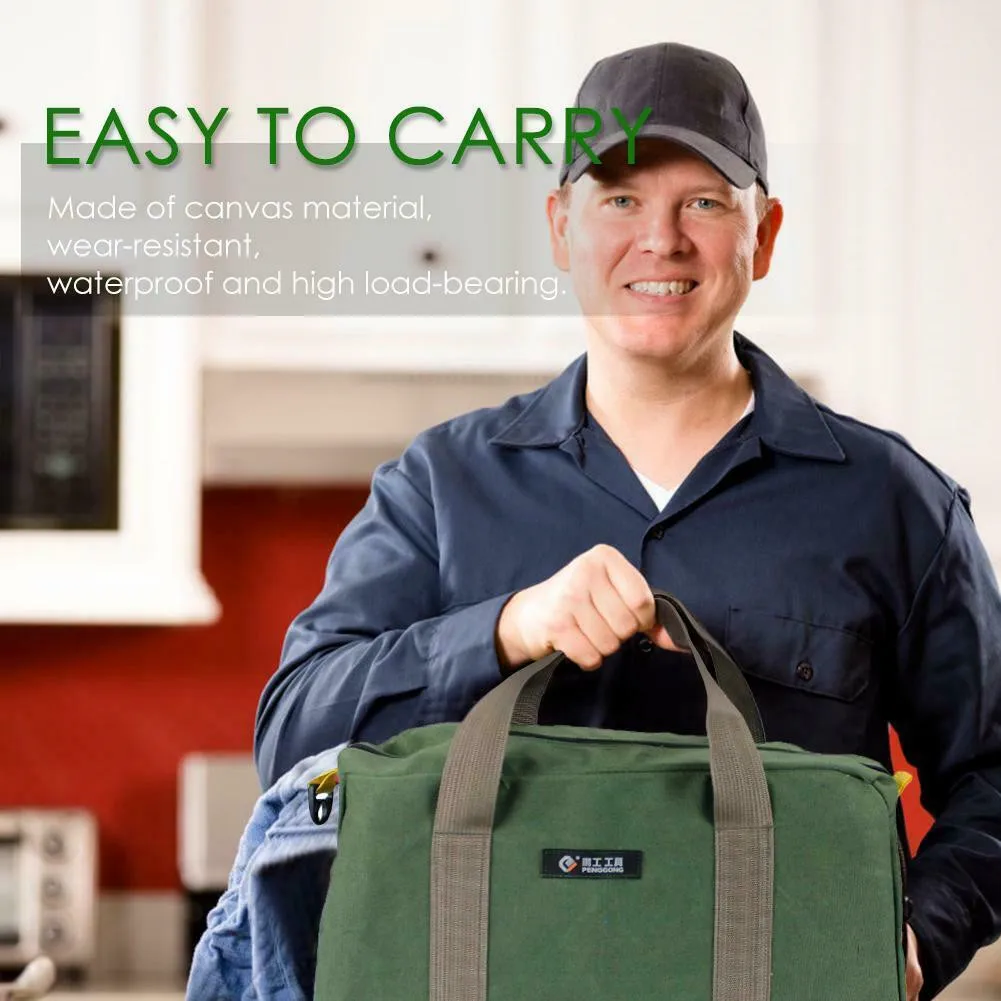 Oxford Canvas Waterproof Storage Hand Tool Bag Travel Makeup Organizer Pouch Bag Case Screws Nails Drill Bit Metal Parts Fishing