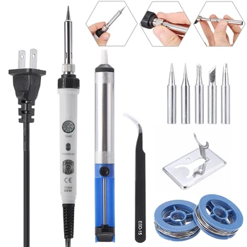 

60W 110V Soldering Kit Adjustable Temperature Soldering Iron Pen Tweezers Tips Electrical Welding Tool For DIY soldering project