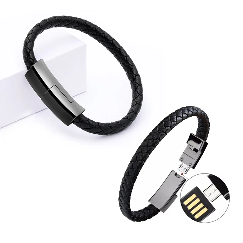 Micro usb type C кабель синхронизации данных и зарядки для Oneplus 6t 7t Pro Кожаный браслет