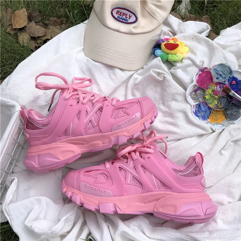 Mooie Roze Chunky Sneakers Vrouwen 2021 Dikke Zool Meisjes Sportschoenen  Heldere Green Fashion Casual Papa Schoenen Schoeisel|Sneakers voor vrouwen|  - AliExpress
