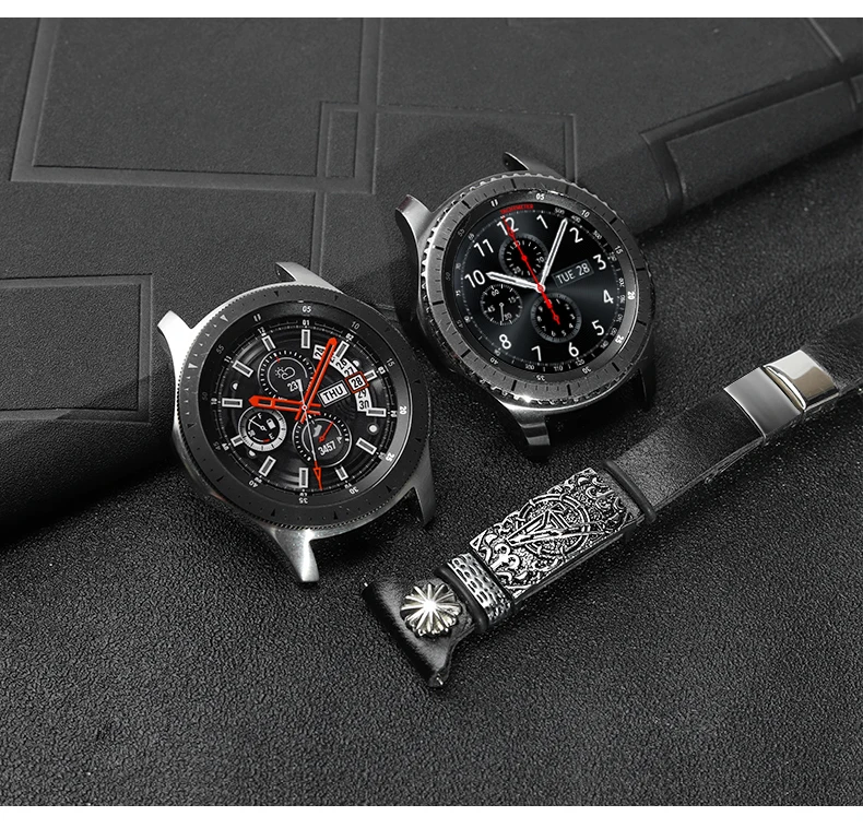 18 20 22 мм кожаный ремешок для samsung Galaxy Watch 42 мм 46 мм для gear S3 Frontier сменный ремешок для браслета быстросъемный ремешок для часов
