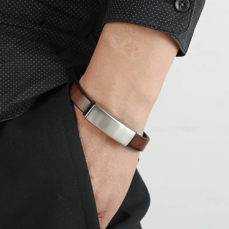 Браслет из натуральной кожи для женщин браслет нержавеющей стали широкий и