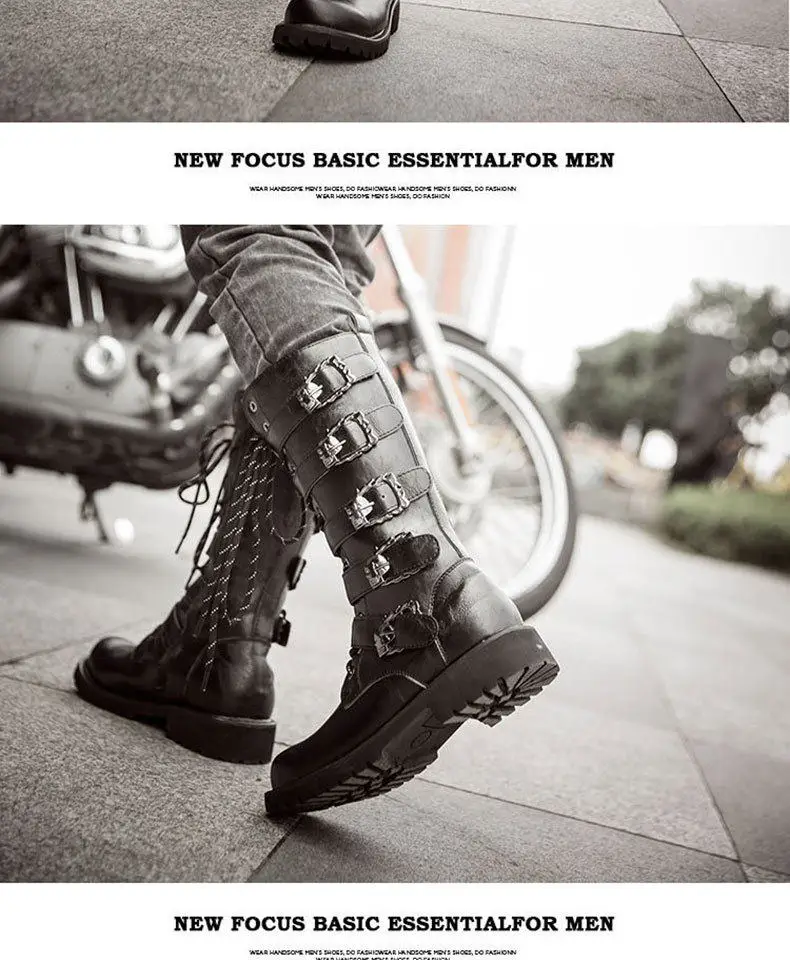 Мужские зимние ботинки; обувь; кожаные черные мужские сапоги до колена;#555