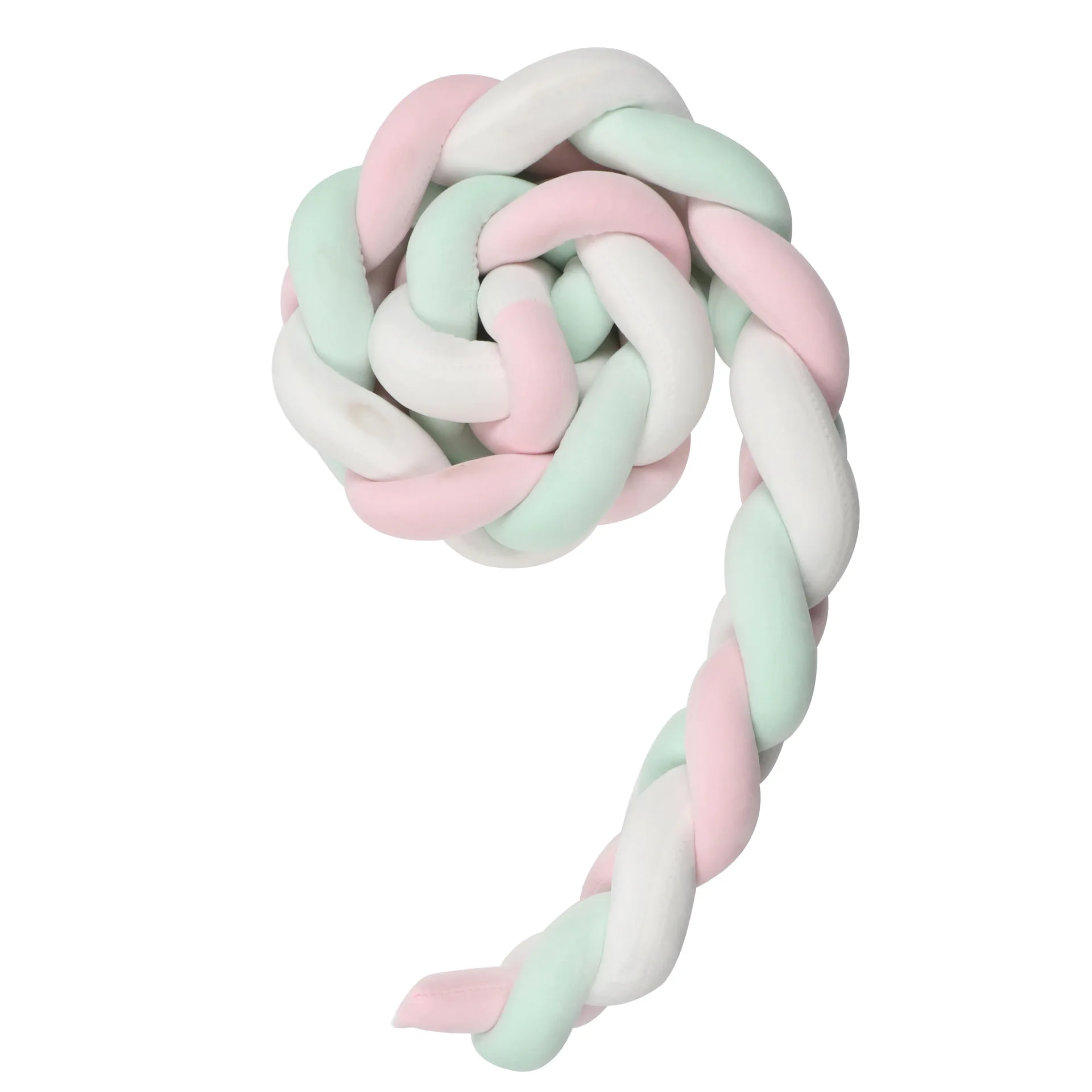 1M white green pink 1 м, 2 м, бампер для новорожденной кровати, чистый тканый плюшевый узел, бампер для кроватки, детская кровать, защита для кроватки, декоративная подушка для детской комнаты - Цвет: 1M white green pink
