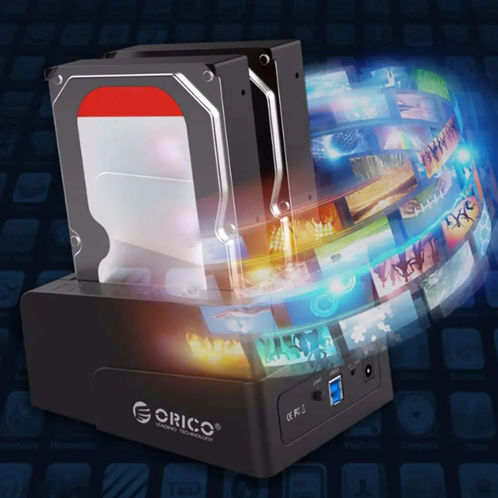 ORICO 6628US3-C-V1-BK USB 3,0 для SATA Dual-Bay жесткий диск Док-станция высокая скорость для 2,5/3,5 дюймов HDD/SSD