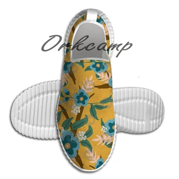 

Sport Running Shoes Yellow Flora Light Weight Walking Shoes Breathable Mesh Yoga Shoes