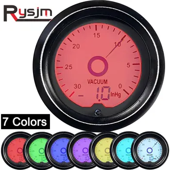 

car Vacuum Gauge 12V 2 inch 52mm Turbo Boost Gauge Vacuum Pressure Meter -30~0 InHg 7 Color LED Black Len digital vacometro