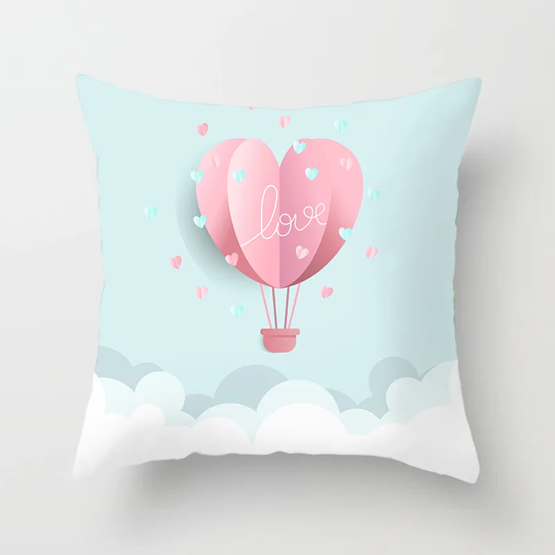 Pillow Cushion Cover Romantic Paris Eiffel Tower Pillow Cover Pink Blue Valentine Romance Cartoon Throw Pillow Cover Sofa Couch - Цвет: DRD203-9