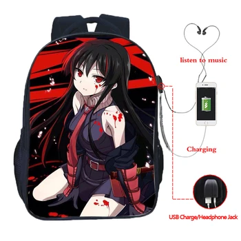 

Backpack for Teenager Akame Ga Kill! Usb Charge Backpack Boys Kids Student School Bags Fashion Teens Travel Shoulder Rucksack