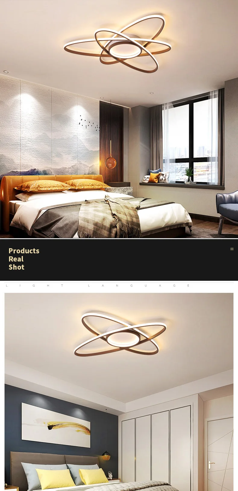 Новое поступление, современный потолочный светильник, светодиодный светильник для гостиной, спальни, кабинета, кофейного цвета, поверхностный монтаж, потолочный светильник, Deco 85-265 в