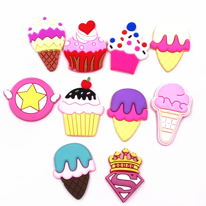 10 шт./компл. мультфильм еда Десерт Мороженое Торт значок аксессуары ПВХ мягкая