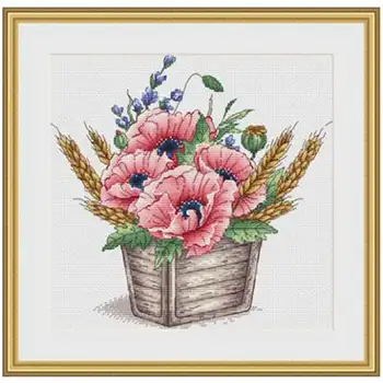 

Cask poppy patterns Counted Cross Stitch 11CT 14CT 18CT DIY Chinese Cross Stitch Kits Embroidery Needlework Sets